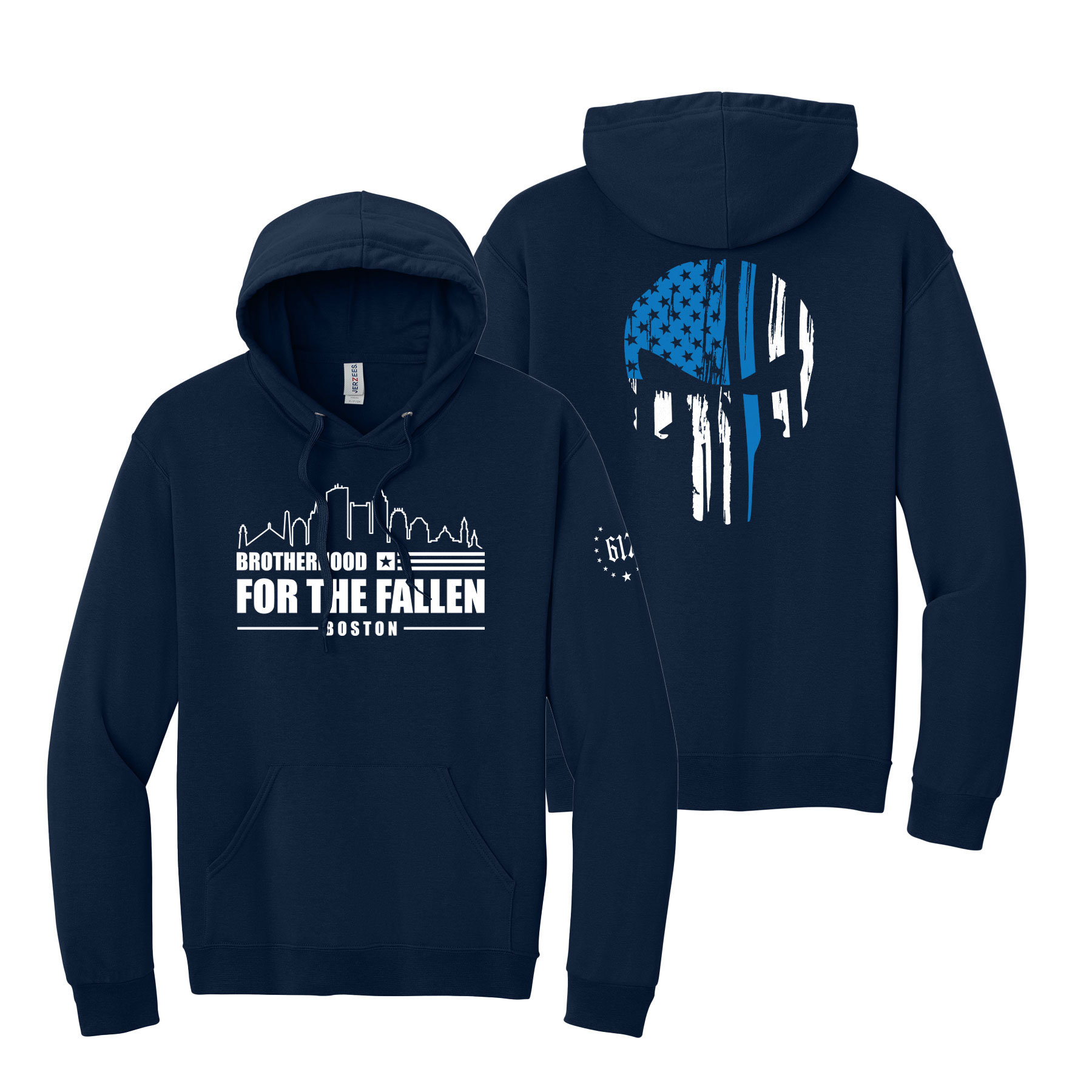 Navy Punisher Ring Spun Hooded Sweatshirt (Unisex)